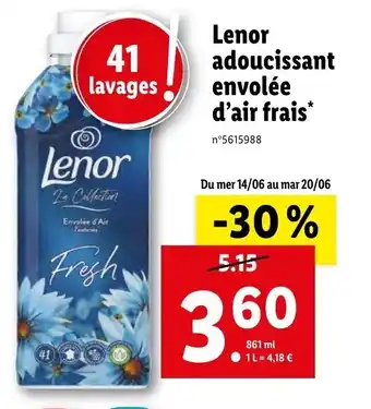 Lidl Lenor adoucissant envolée d'air frais* offre