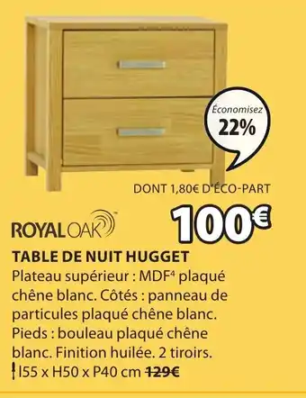 JYSK Table de nuit hugget offre