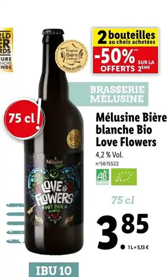 Lidl Mélusine Bière blanche Bio Love Flowers offre