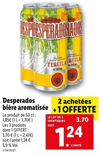 Lidl Desperados bière aromatisée offre