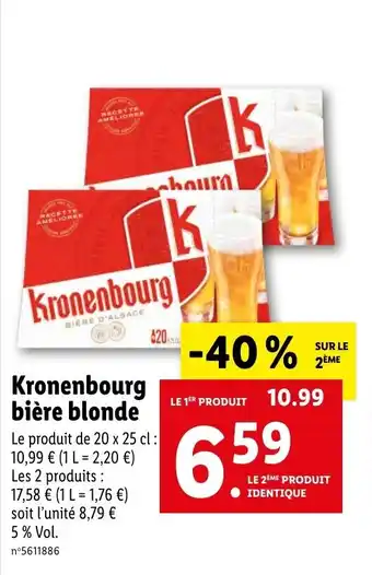Lidl Kronenbourg bière blonde offre