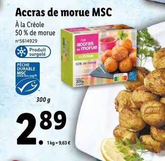 Lidl Accras de morue MSC offre