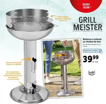 Lidl Barbecue à colonne au charbon de bois Env. 40 x 68 x 40 cm (lxhxp) offre