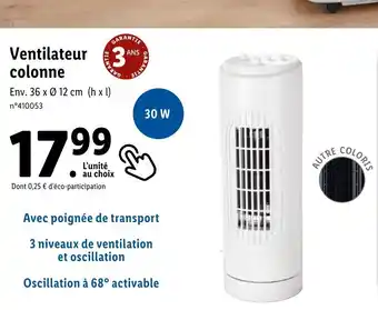 Lidl Ventilateur colonne offre