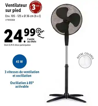 Lidl Ventilateur sur pied offre
