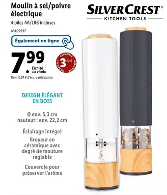 Lidl Moulin à sel/poivre électrique offre