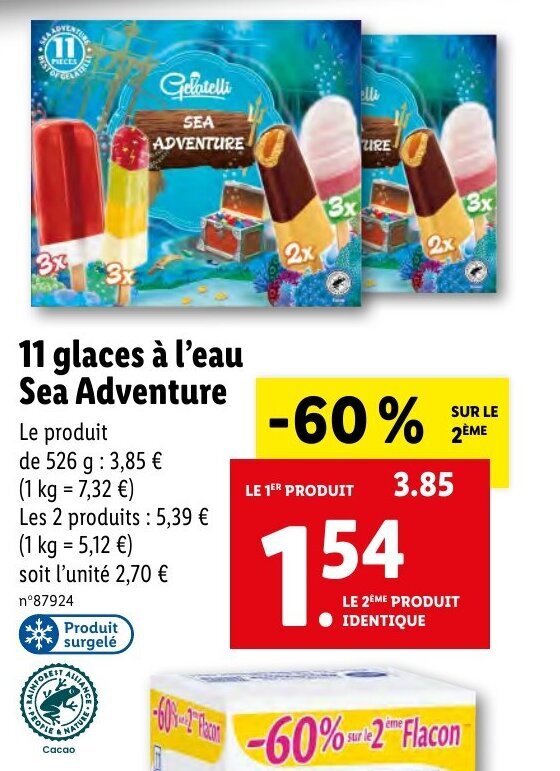 Lidl 11 glaces à l'eau Sea Adventure offre