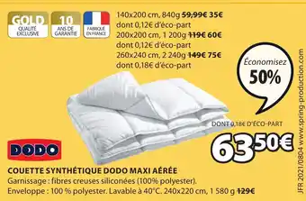 JYSK Couette synthétique dodo maxi aérée offre