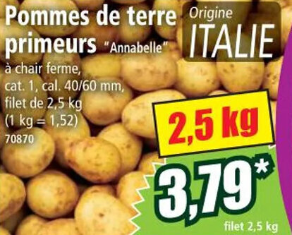 Norma Pommes de terre primeurs offre