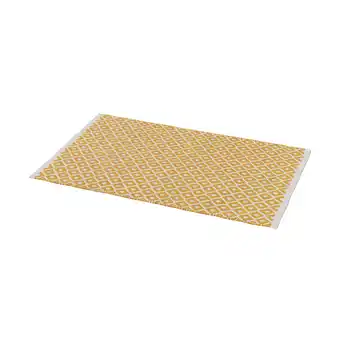 Castorama Tapis de bain rectangulaire goodhome koros coloris blanc et jaune miel en coton l.80 x l.50 cm offre