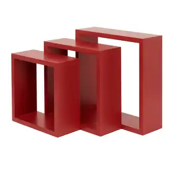 Castorama Lot de 3 étagères cubes murales modulables rigga form p. 9,8 cm rouge offre
