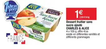 Cora x Carrefour Dessert fruitier sans sucre ajouté offre