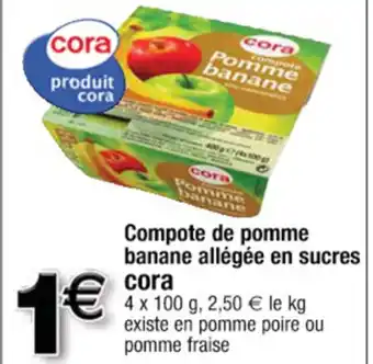 Cora x Carrefour Compote de pomme banane allégée en sucres offre