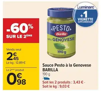 Carrefour Sauce Pesto à la Genovese BARILLA offre