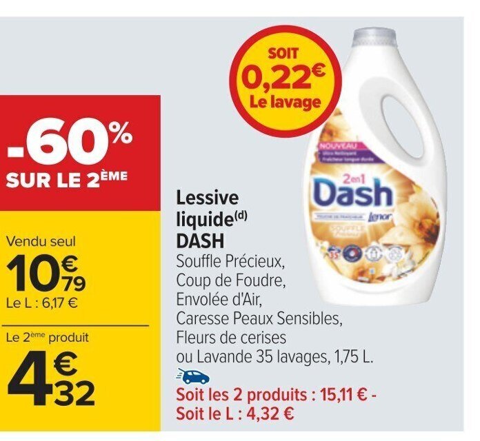 Carrefour Lessive liquide(d) DASH offre