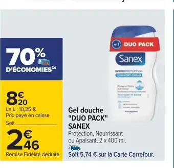 Carrefour Gel douche "DUO PACK" SANEX offre