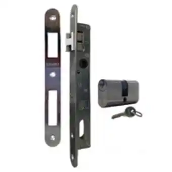 Serrure de portail à larder à cylindre oblongue axe à 15 mm + cylindre 55mm - secury-t