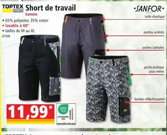 Norma TOPTEX Short de travail offre