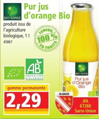 Norma BIO SONNE Pur jus d'orange Bio offre