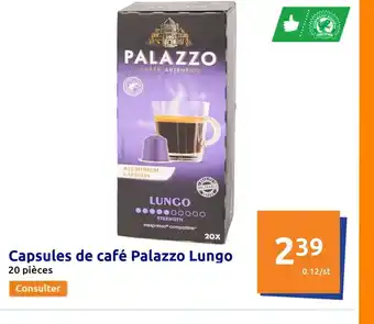 Action Capsules de café Palazzo Lungo offre
