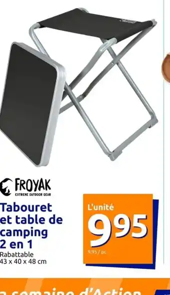 Action Tabouret et table de camping 2 en 1 offre