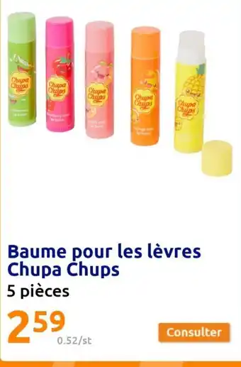Action Baume pour les lèvres Chupa Chups 5 pièces offre