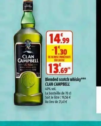 Coccinelle Express Blended scotch whisky*** CLAN CAMPBELL offre