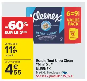 Carrefour Kleenex essuie-tout ultra clean maxi xl offre
