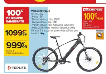 Carrefour Toplife vélo électrique offre