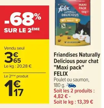 Carrefour Felix friandises naturally delicious pour chat maxi pack offre