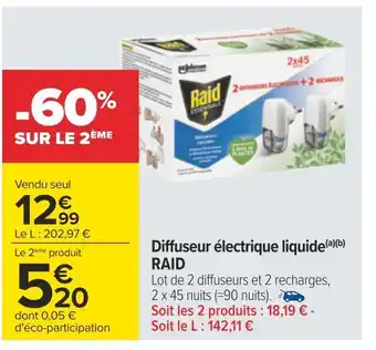 Carrefour Raid diffuseur électrique liquide offre