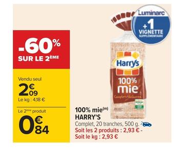 Carrefour Harry's 100% mie offre