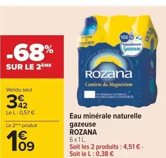 Carrefour Rozana eau minérale naturelle gazeuse offre