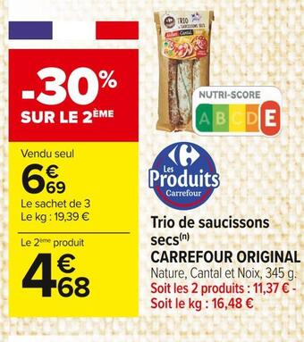Carrefour Market Carrefour original trio de saucissons secs offre
