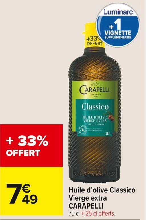 Carrefour Market Carapelli huile d’olive classico vierge extra offre