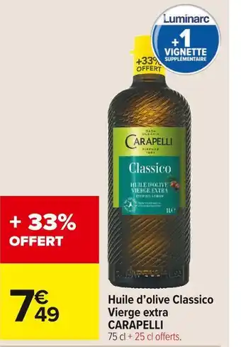 Carrefour Market Carapelli huile d’olive classico vierge extra offre