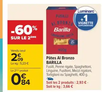 Carrefour Barilla pâtes al bronzo offre
