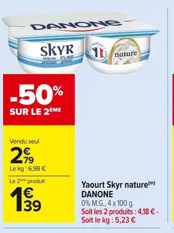 Carrefour Market Danone yaourt skyr nature offre