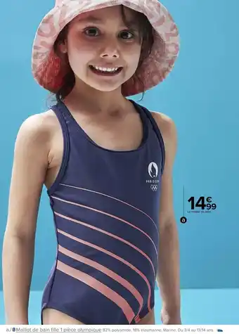 Carrefour Maillot de bain fille 1 pièce olympique offre