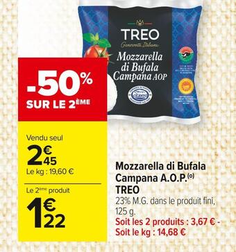 Carrefour Market Treo mozzarella di bufala campana a.o.p. offre