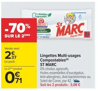 Carrefour St marc lingettes multi-usages composatables offre