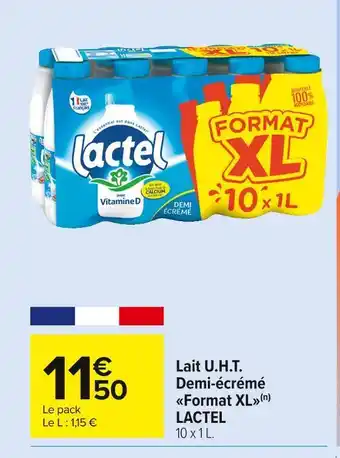 Carrefour Market Lactel lait u.h.t. demi-écrémé format xl offre