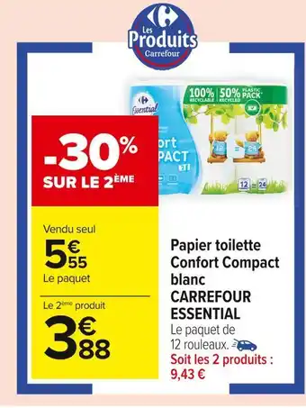 Carrefour Market Carrefour essential papier toilette confort compact blanc offre