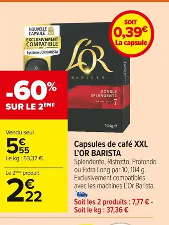 Carrefour Market L’or barista capsules de café xxl offre