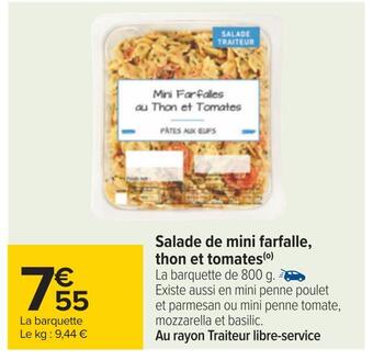 Carrefour Salade de mini farfalle, thon et tomates offre