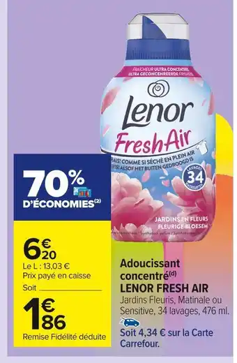 Carrefour Market Lenor fresh air adoucissant concentré offre