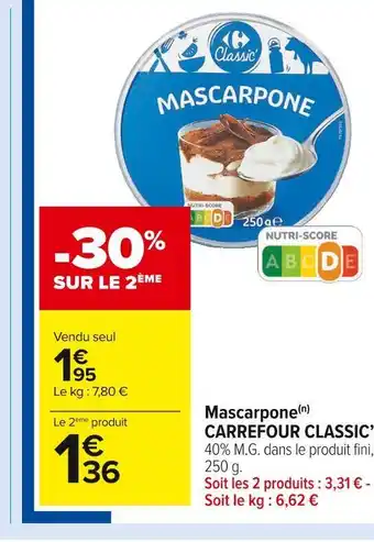 Carrefour Market Carrefour classic mascarpone offre