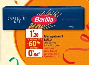 Coccinelle Supermarché Pâtes capellini n°1 BARILLA offre
