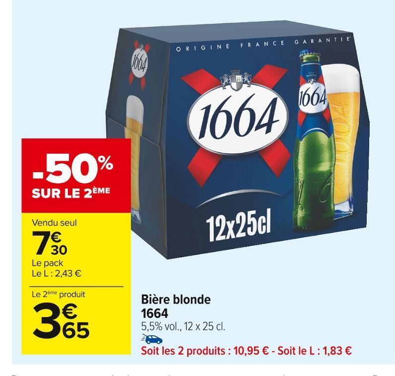 Carrefour Market 1664 bière blonde offre