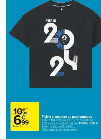 Carrefour Market T-shirt olympique ou paralympique offre